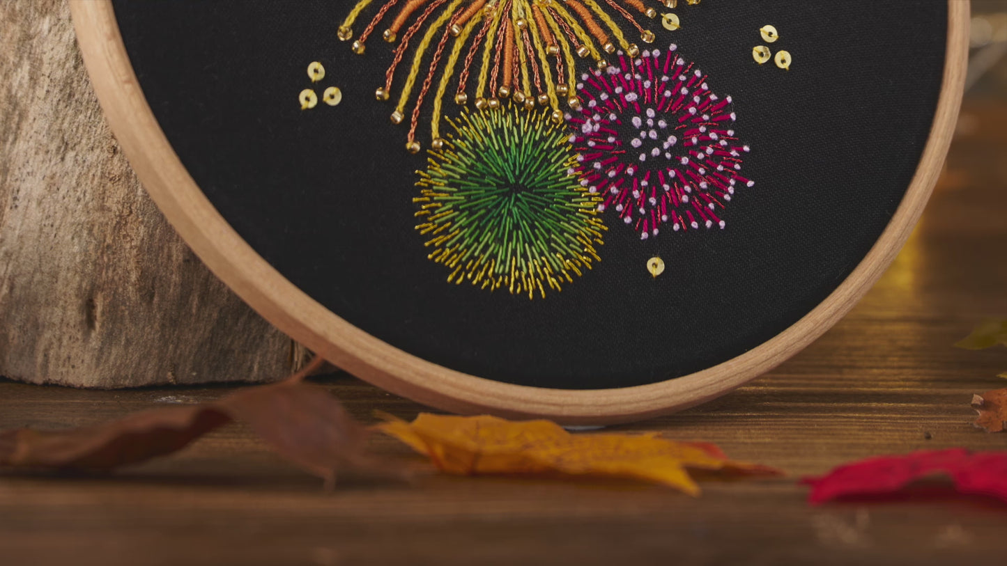 Firework Display Embroidery Hoop Pattern PDF