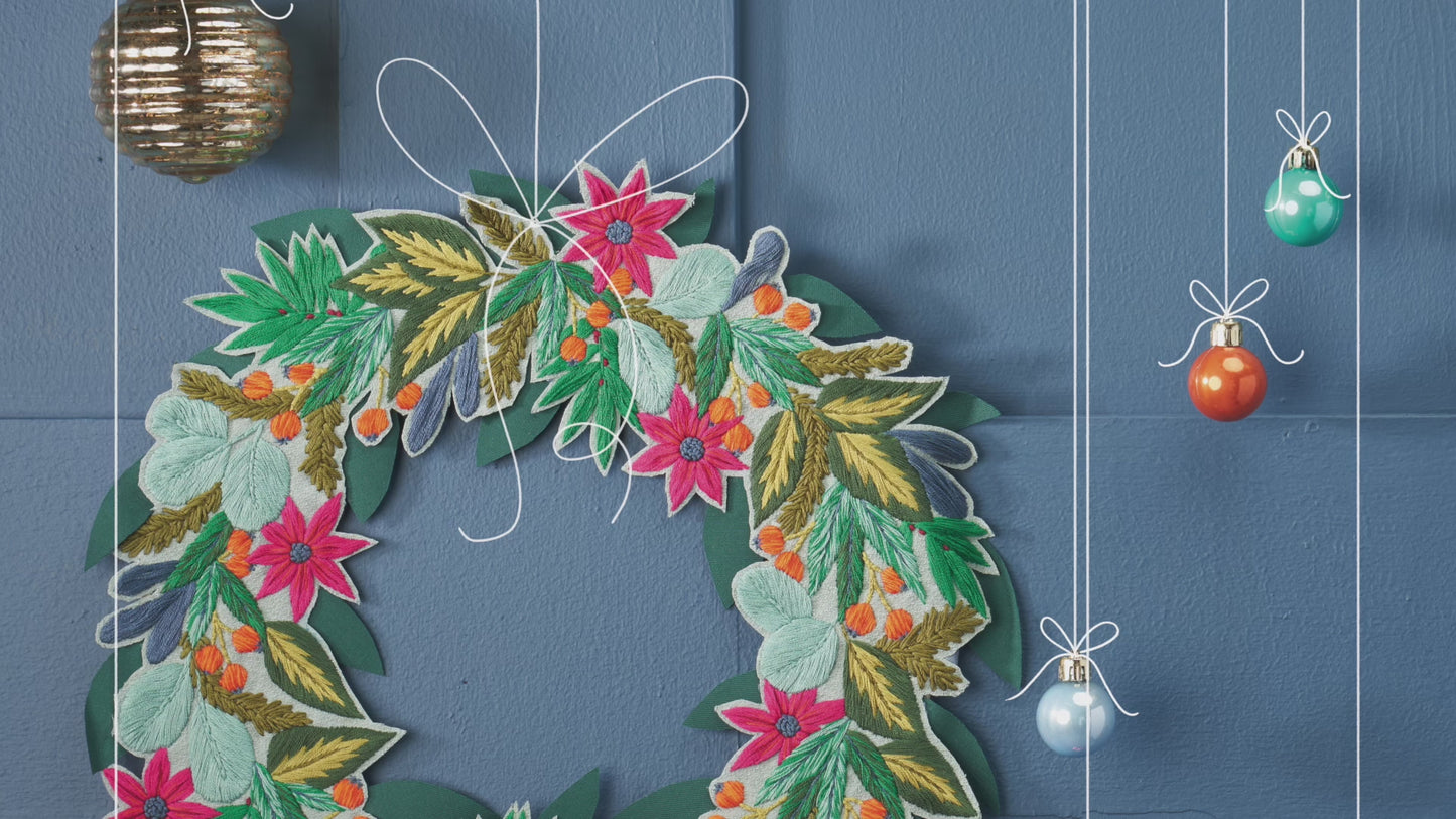 Deck the Halls Christmas Wreath Embroidery Pattern PDF