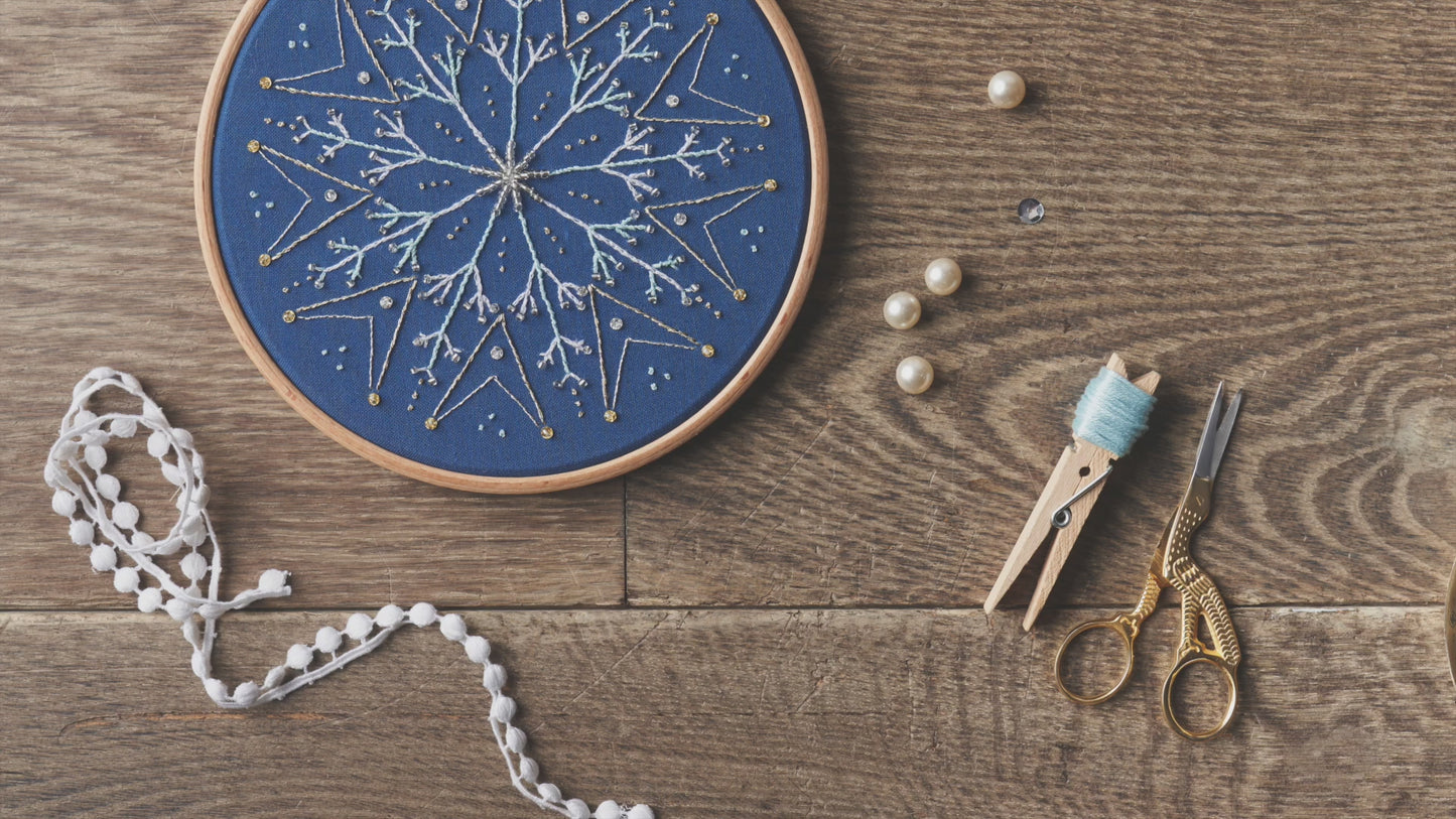 Beaded Snowflake Hoop Embroidery Pattern PDF