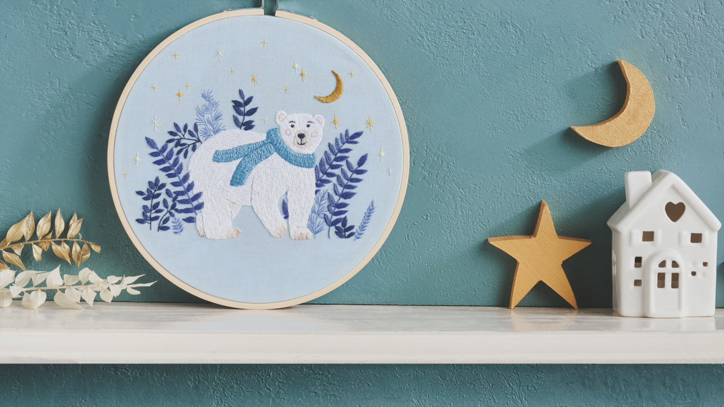 Arctic Explorer Polar Bear Hoop Embroidery Pattern PDF