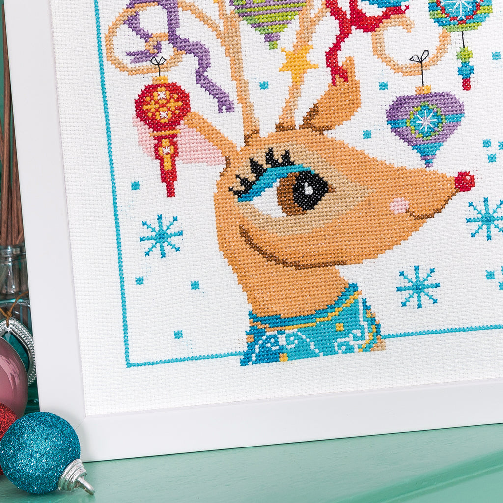 Decorative Christmas Reindeer Cross Stitch Pattern PDF