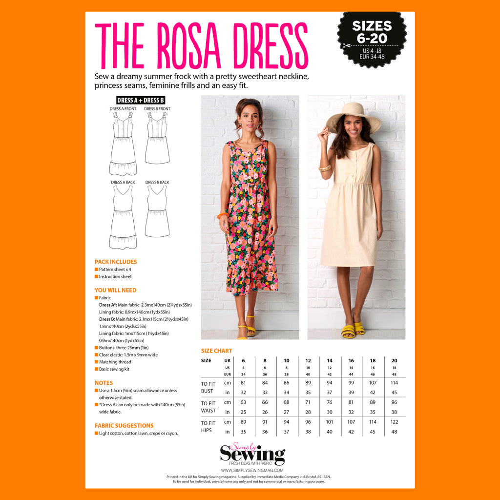 Rosa Dress Sewing Pattern PDF