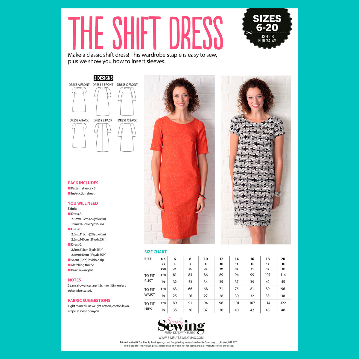 Shift Dress Sewing Pattern PDF