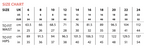 Size chart for clothing measurements in UK, US, and EUR.