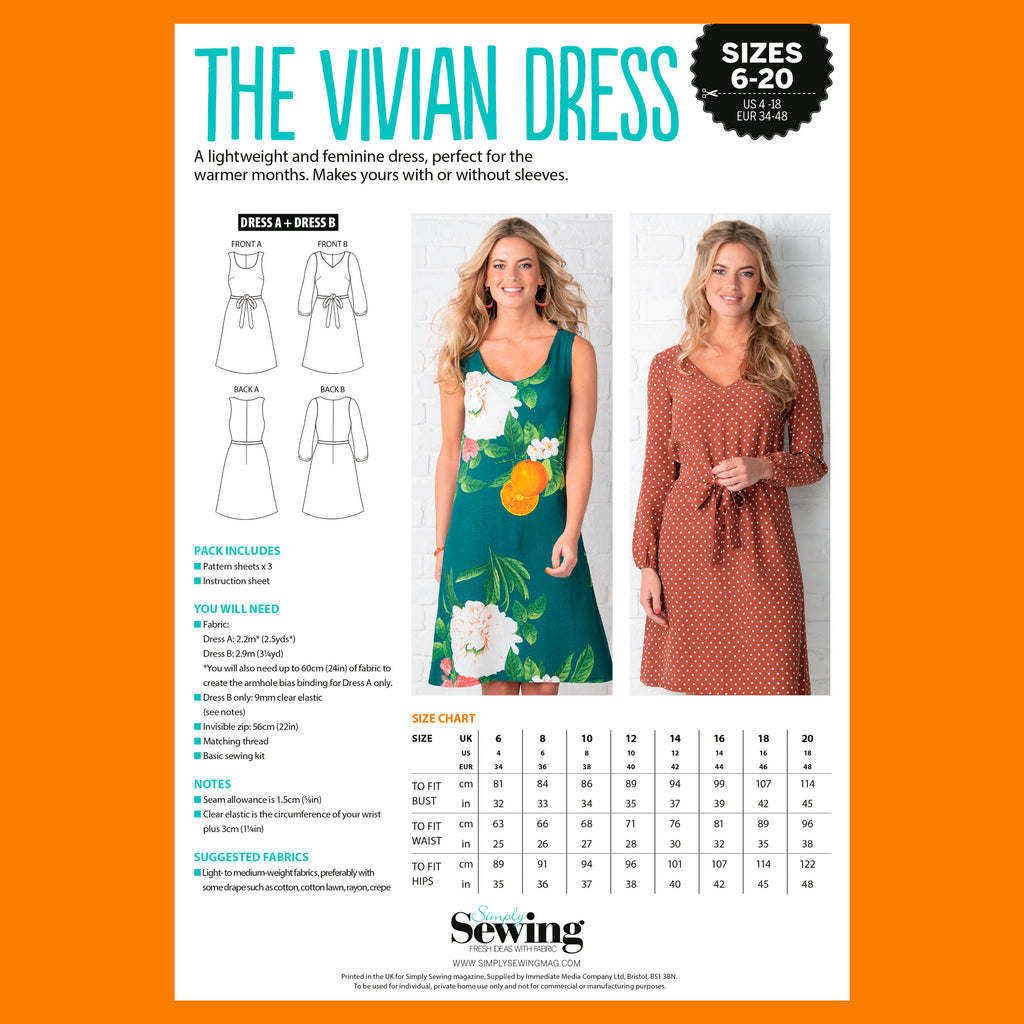 Vivian Dress Sewing Pattern PDF