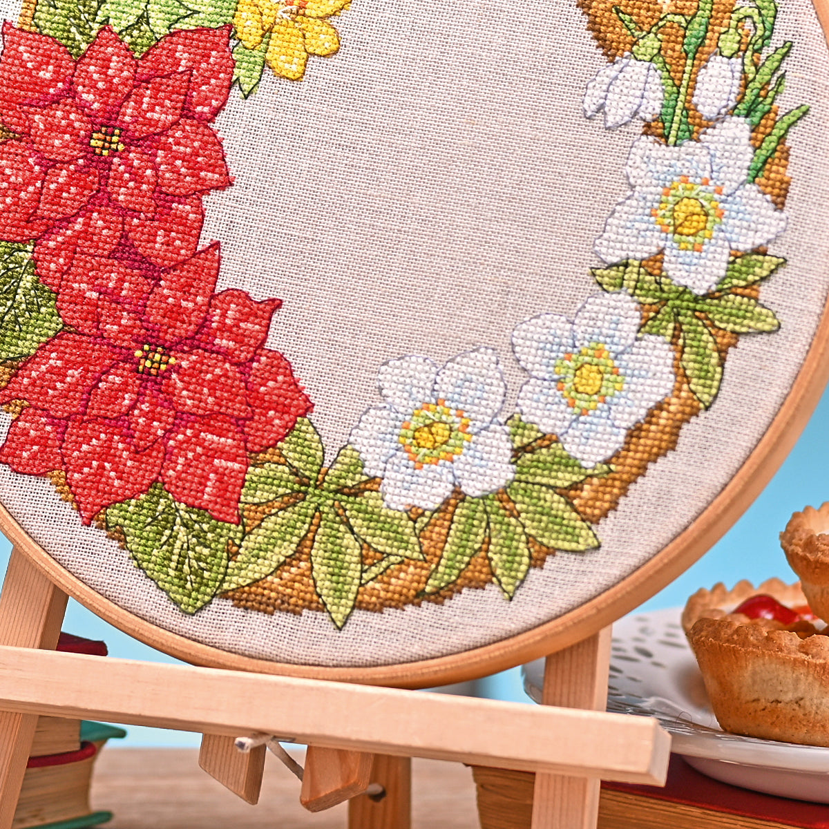 Winter Flower Wreath Cross Stitch PDF Pattern