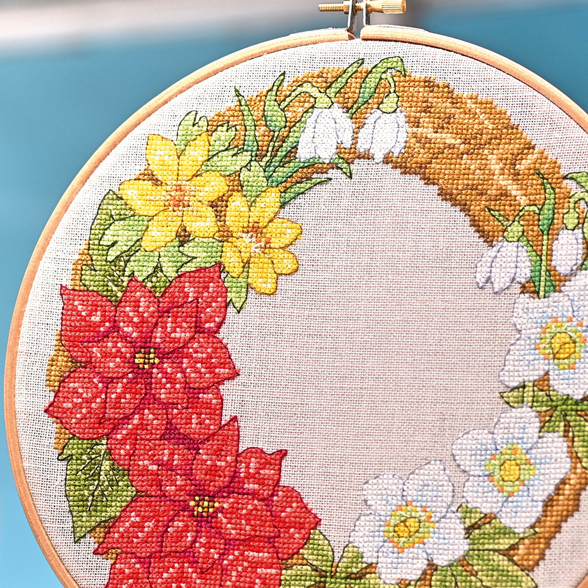 Winter Flower Wreath Cross Stitch PDF Pattern